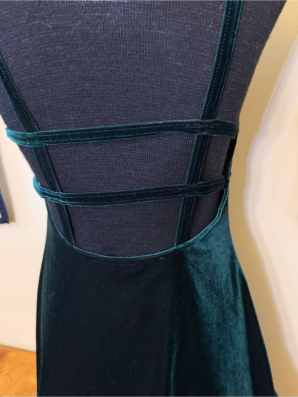 Vintage Y2K Strappy Velvet Skater Dress Caged Straps Grunge Alt